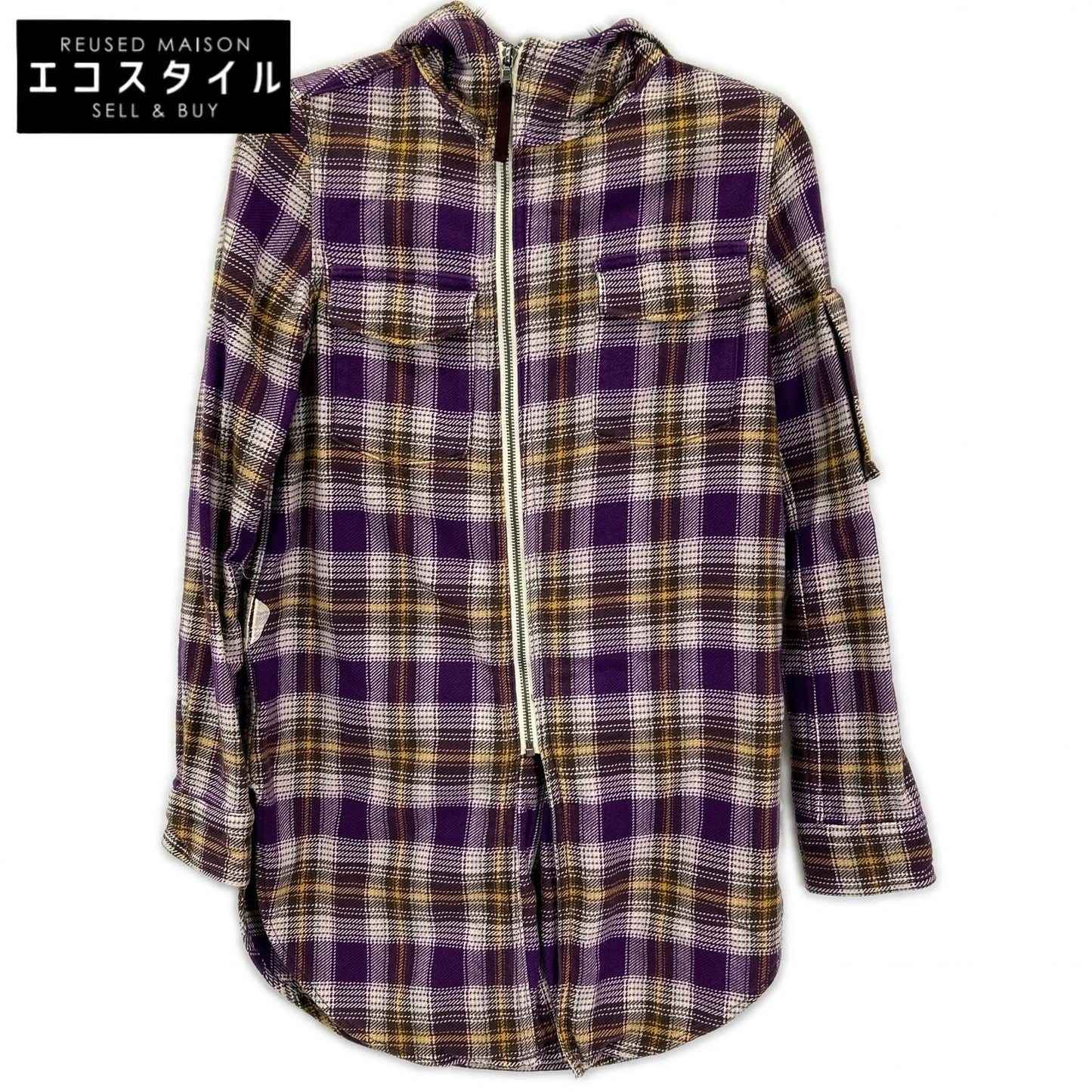 HYSTERIC GLAMOUR ヒステリックグラマー パープル ネルチェック ジップアップ パーカー トップス