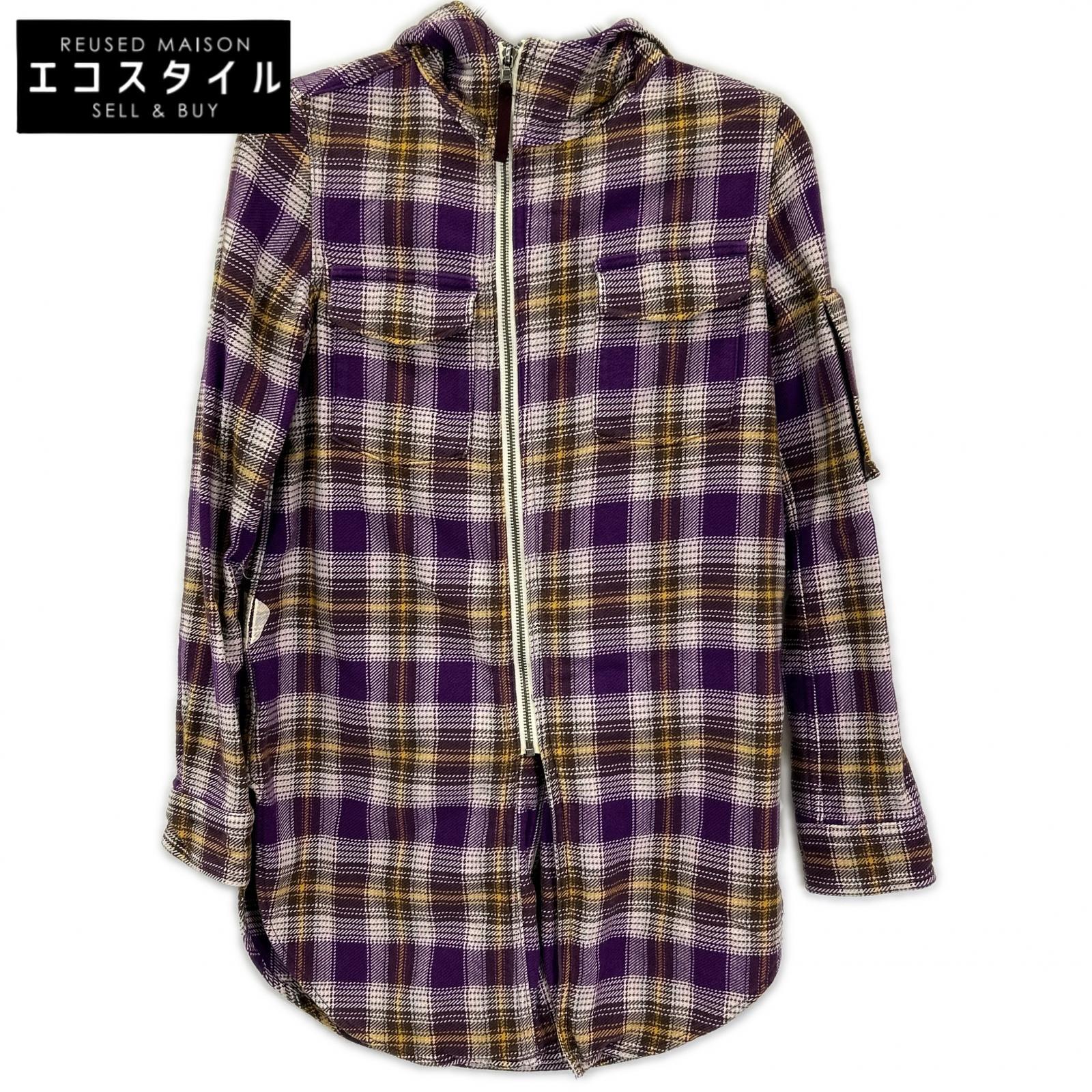HYSTERIC GLAMOUR ヒステリックグラマー パープル ネルチェック ジップアップ パーカー トップス