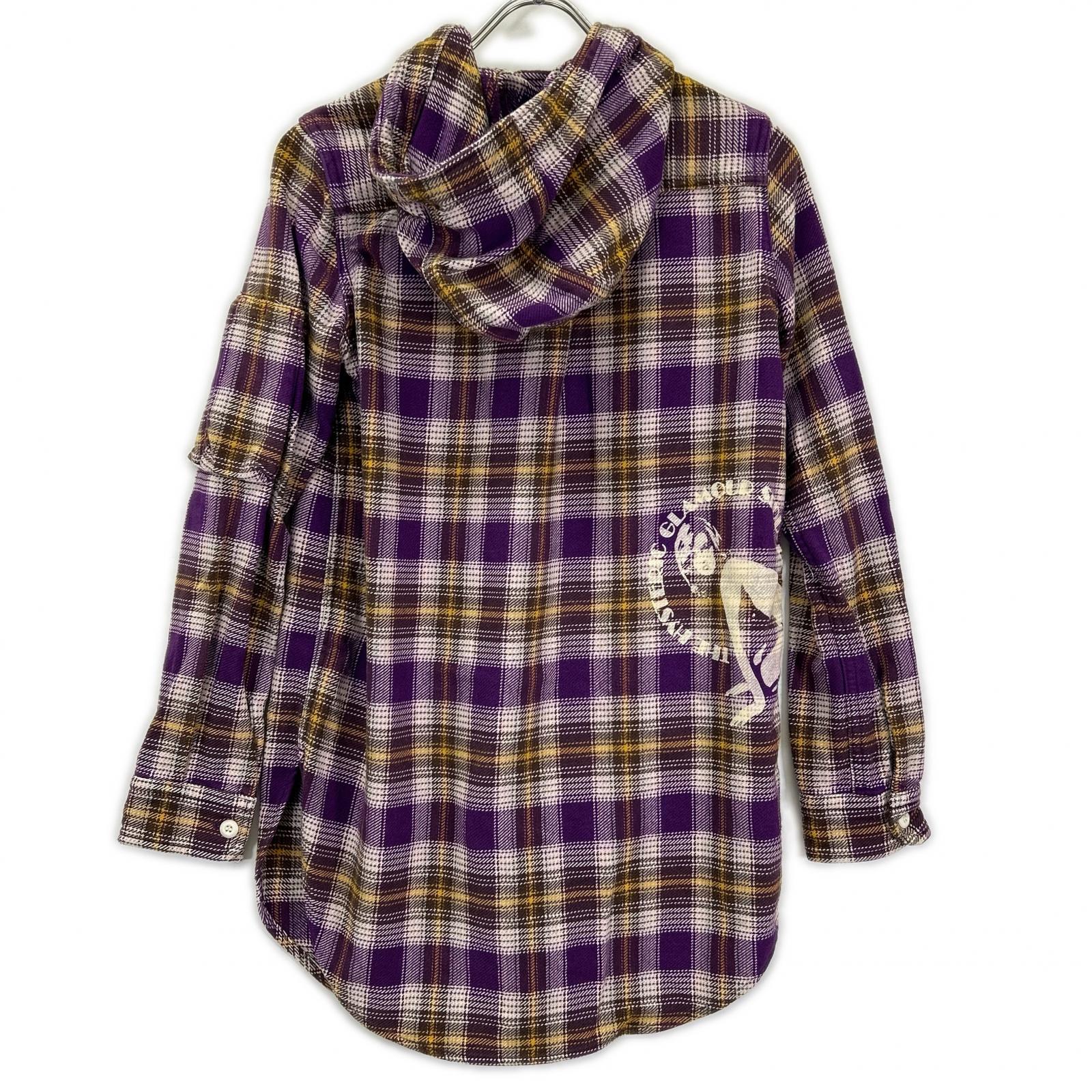 HYSTERIC GLAMOUR ヒステリックグラマー パープル ネルチェック ジップアップ パーカー トップス