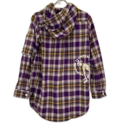 HYSTERIC GLAMOUR ヒステリックグラマー パープル ネルチェック ジップアップ パーカー トップス
