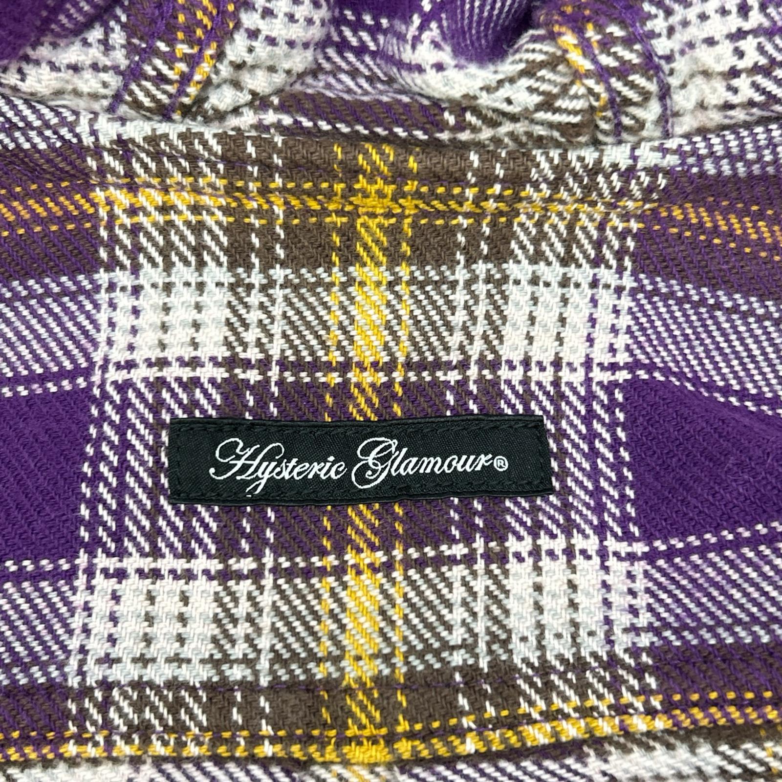HYSTERIC GLAMOUR ヒステリックグラマー パープル ネルチェック ジップアップ パーカー トップス