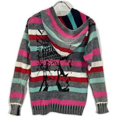 HYSTERIC GLAMOUR ヒステリックグラマー ブルー×レッド ボーダー マルチカラー ジップアップ ニット トップス