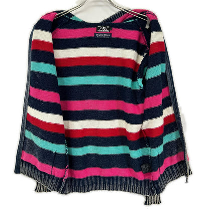HYSTERIC GLAMOUR ヒステリックグラマー ブルー×レッド ボーダー マルチカラー ジップアップ ニット トップス