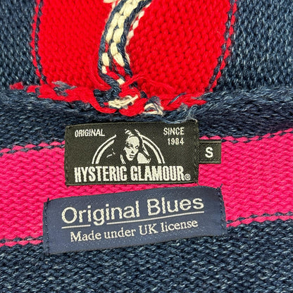 HYSTERIC GLAMOUR ヒステリックグラマー ブルー×レッド ボーダー マルチカラー ジップアップ ニット トップス