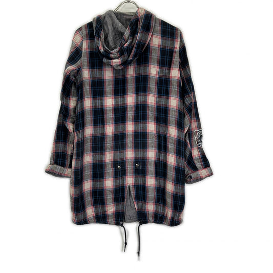 HYSTERIC GLAMOUR ヒステリックグラマー ブルー×ホワイト チャック柄 ヒスガール プリント ロングシャツ トップス