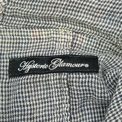 HYSTERIC GLAMOUR ヒステリックグラマー ブルー×ホワイト チャック柄 ヒスガール プリント ロングシャツ トップス