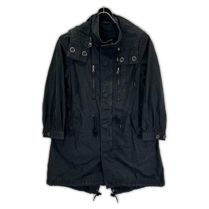 HYSTERIC GLAMOUR ヒステリックグラマー ブラック コットン100 ロゴパッチ モッズコート コート