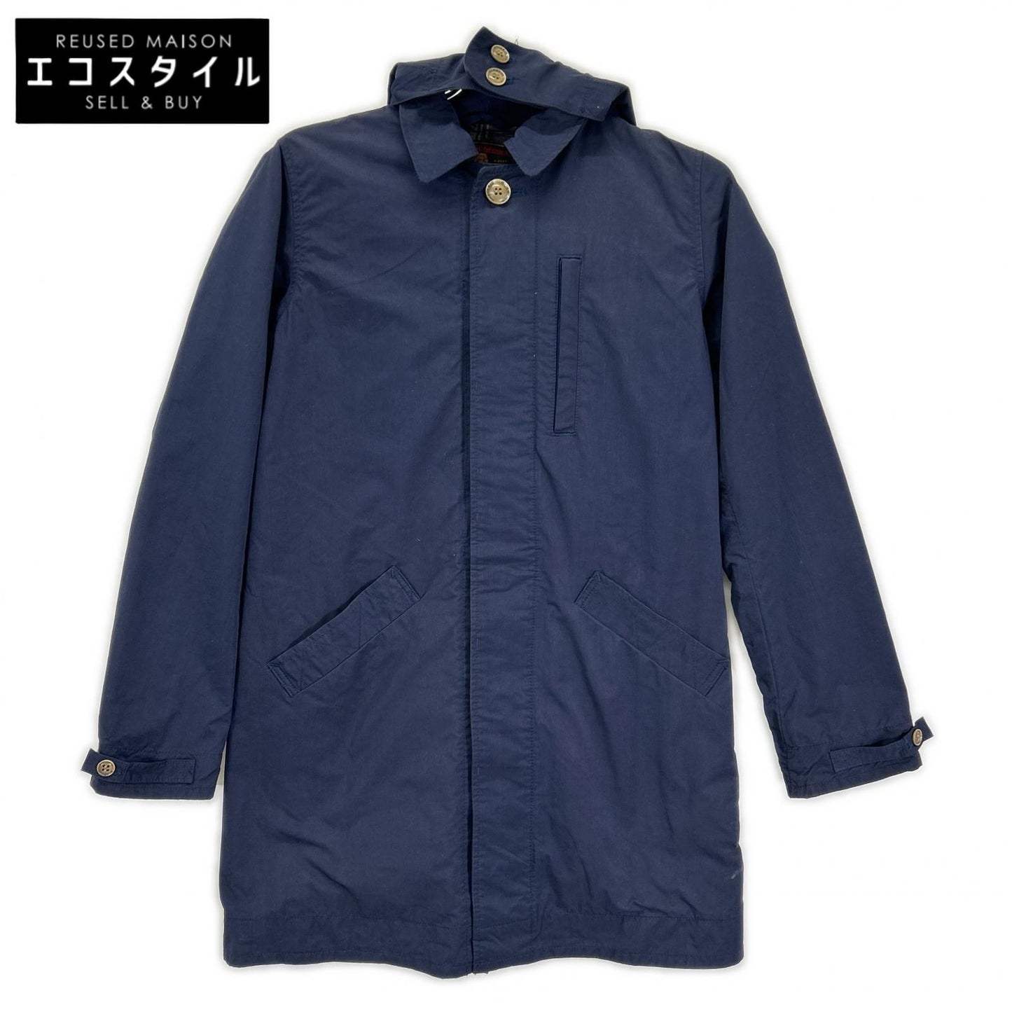 HYSTERIC GLAMOUR ヒステリックグラマー ネイビー インナーロゴ メモリータッサフード付ステンカラーコート コート