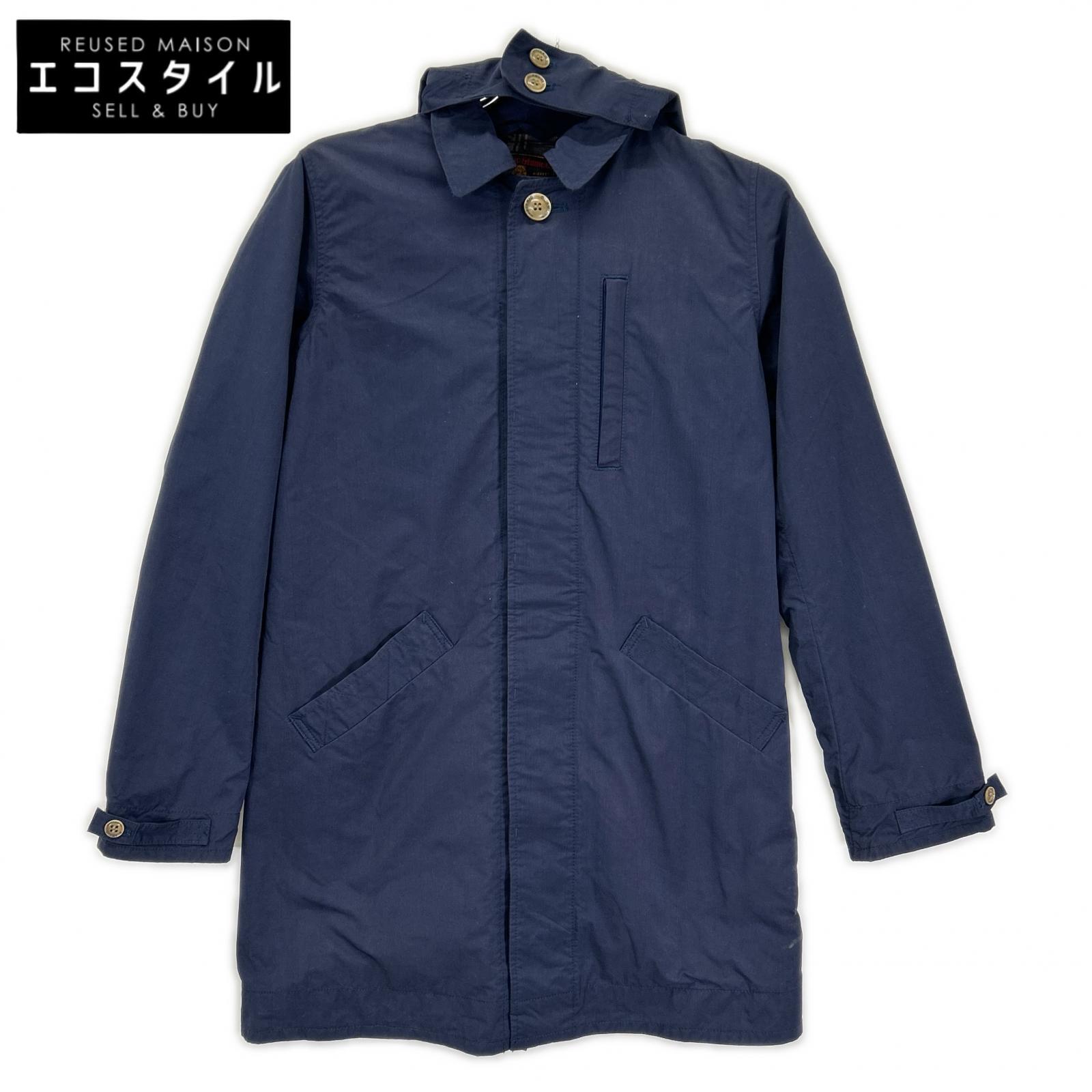 HYSTERIC GLAMOUR ヒステリックグラマー ネイビー インナーロゴ メモリータッサフード付ステンカラーコート コート