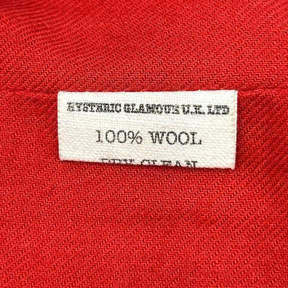 HYSTERIC GLAMOUR ヒステリックグラマー ブラック×レッド ウール100 ジップアップ ステンカラーコート コート