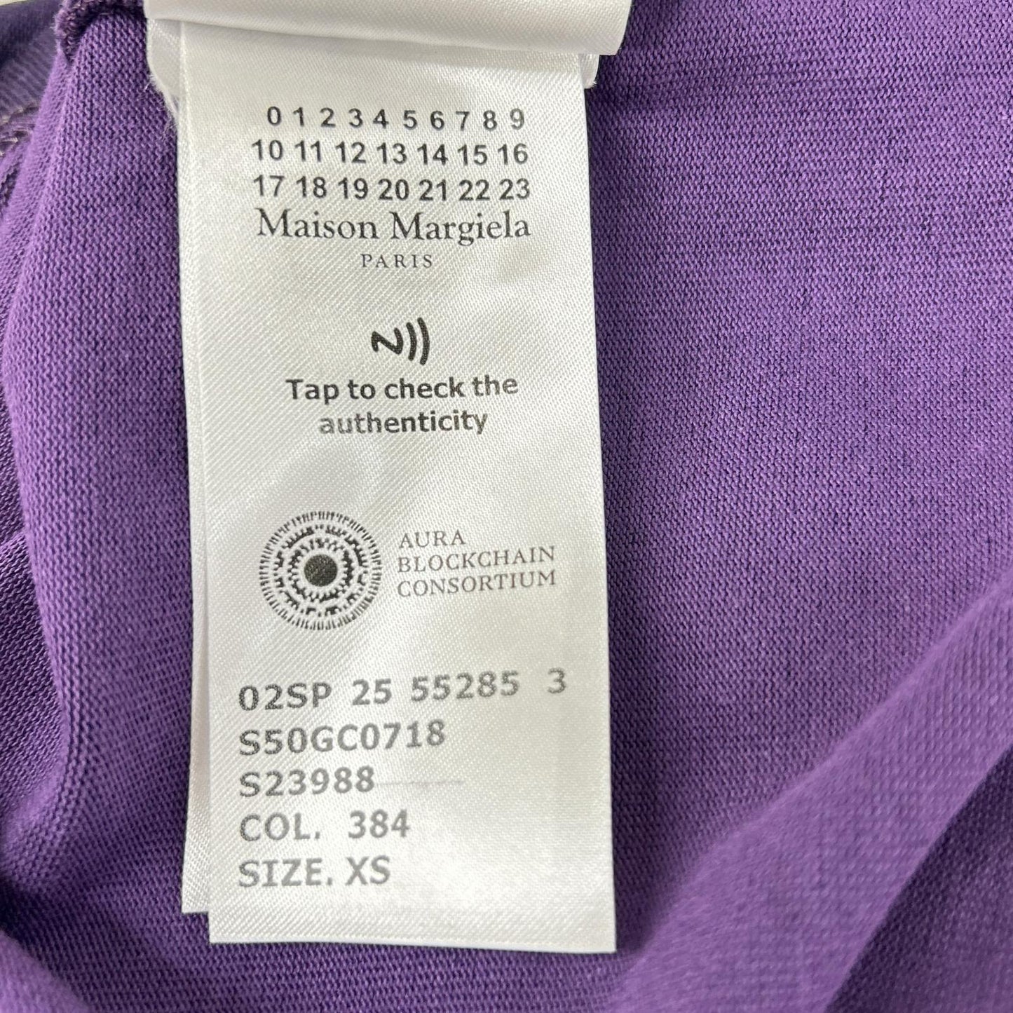 Maison margiela メゾンマルジェラ 25SS S50GC0718 パープル×イエロー ベロア エイジドウォッシュ ショートスリーブカットソー トップス
