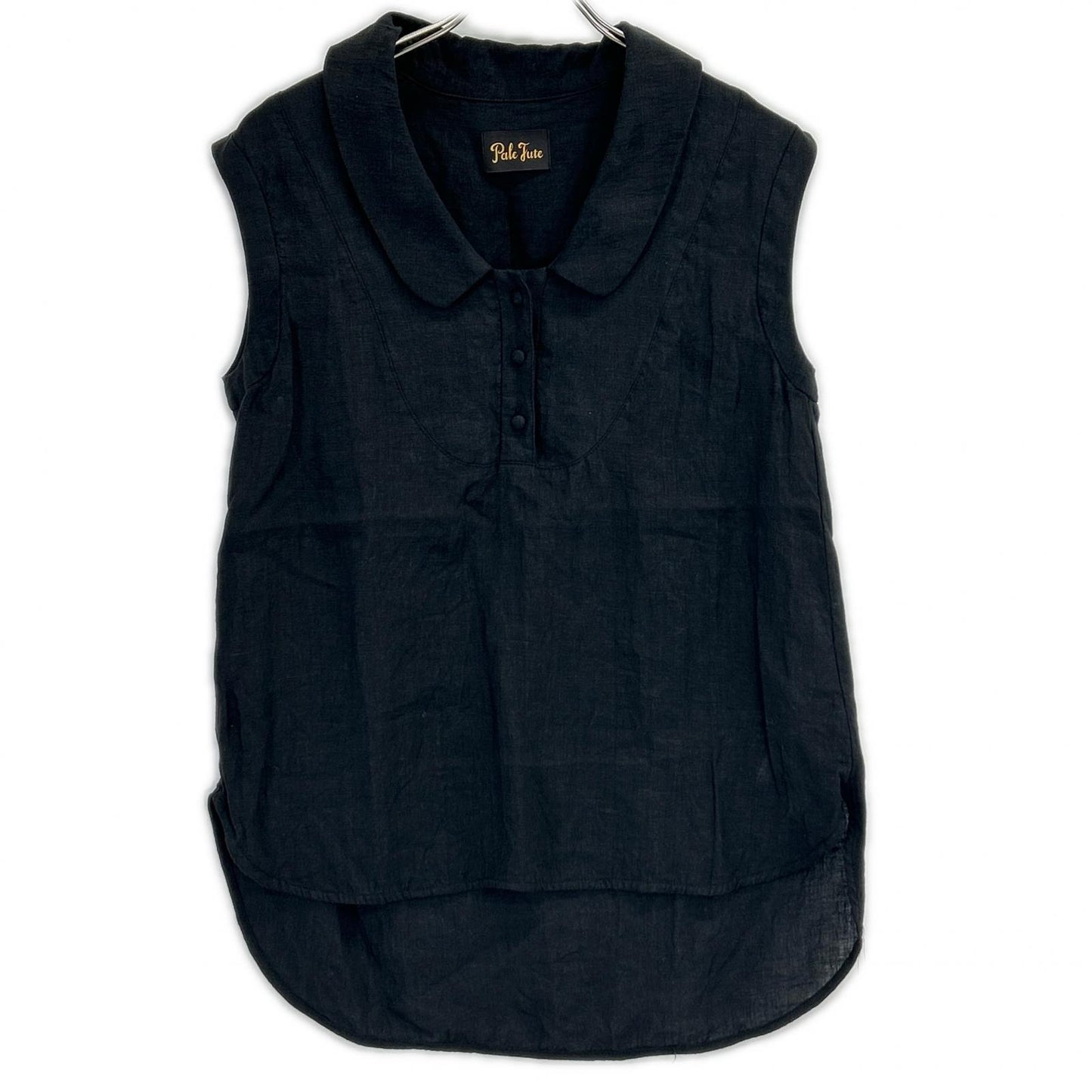Pale Jute ペールジュート PJ-2025SS-15 ブラック リネン linen round collar blouse ノースリーブ ブラウス トップス