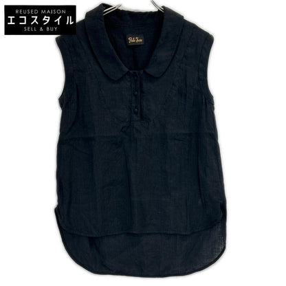 Pale Jute ペールジュート PJ-2025SS-15 ブラック リネン linen round collar blouse ノースリーブ ブラウス トップス
