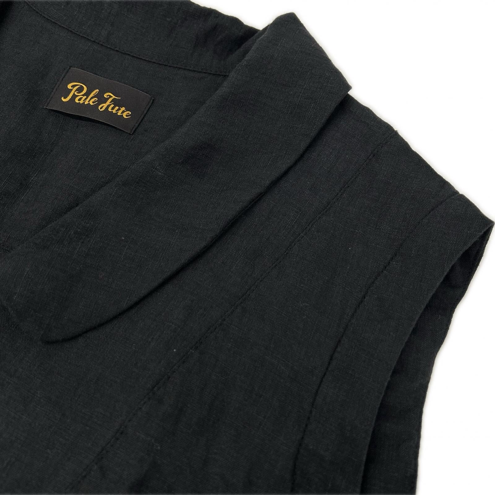 Pale Jute ペールジュート PJ-2025SS-15 ブラック リネン linen round collar blouse ノースリーブ ブラウス トップス