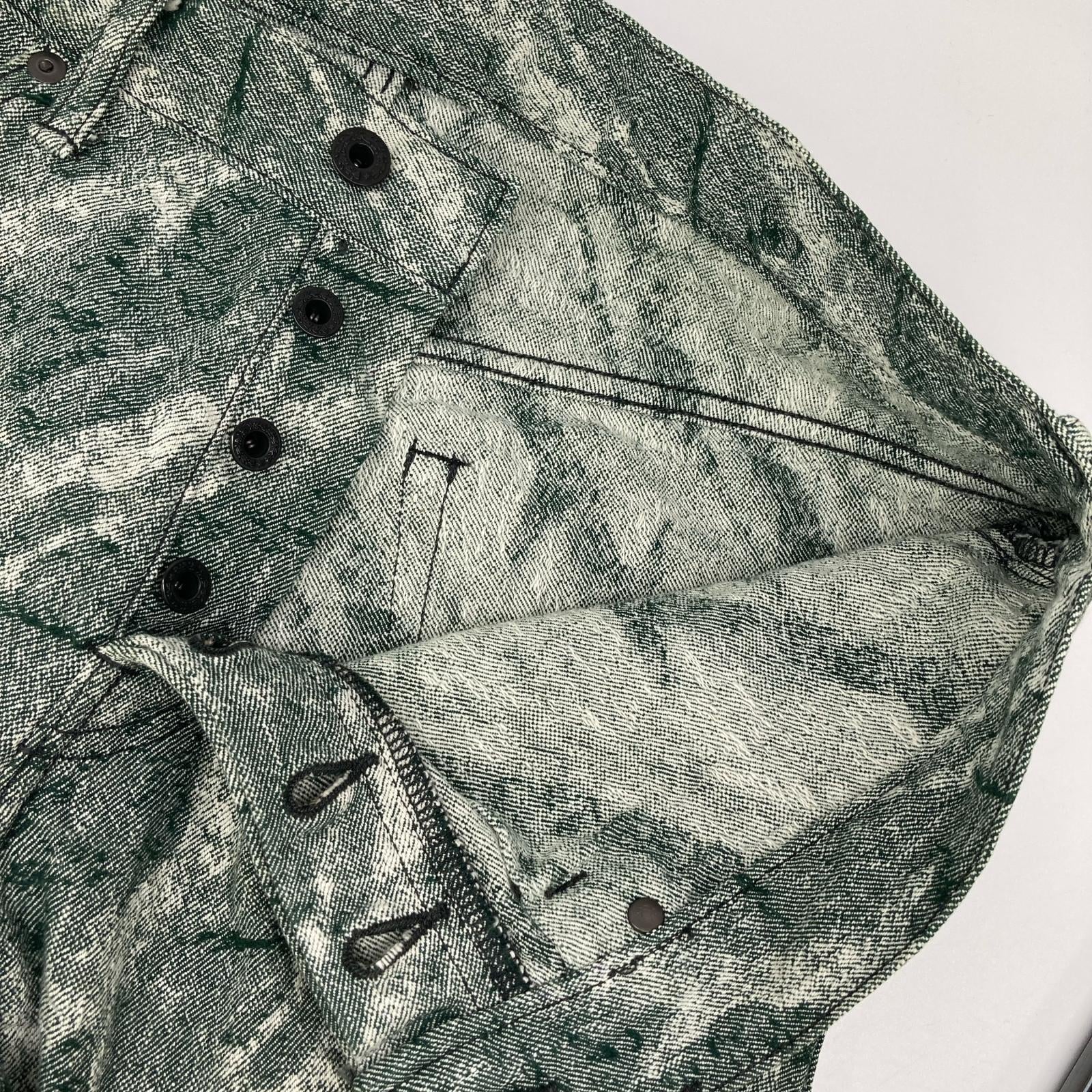 ISSEY MIYAKE MEN イッセイミヤケメン ME73FF106 07AW グリーン A-POC ジャガードデニムパンツ ボトムス