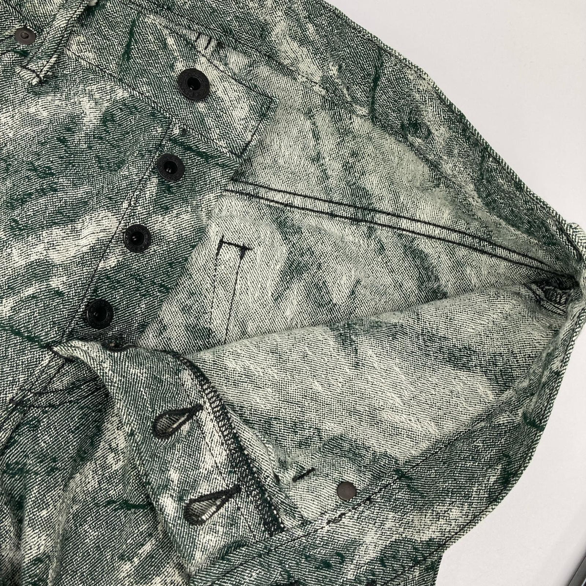ISSEY MIYAKE MEN ME73FF106 07AW green A-POC jacquard denim pants