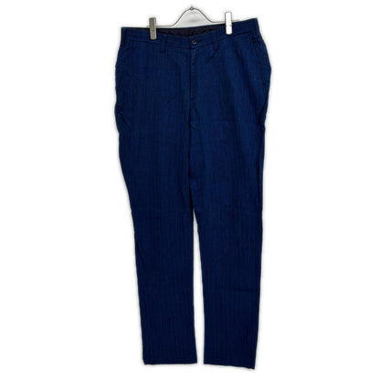 ISSEY MIYAKE MEN イッセイミヤケメン ME61FF112 16SS ブルー リネン100 ストライプ シワ加工パンツ ボトムス