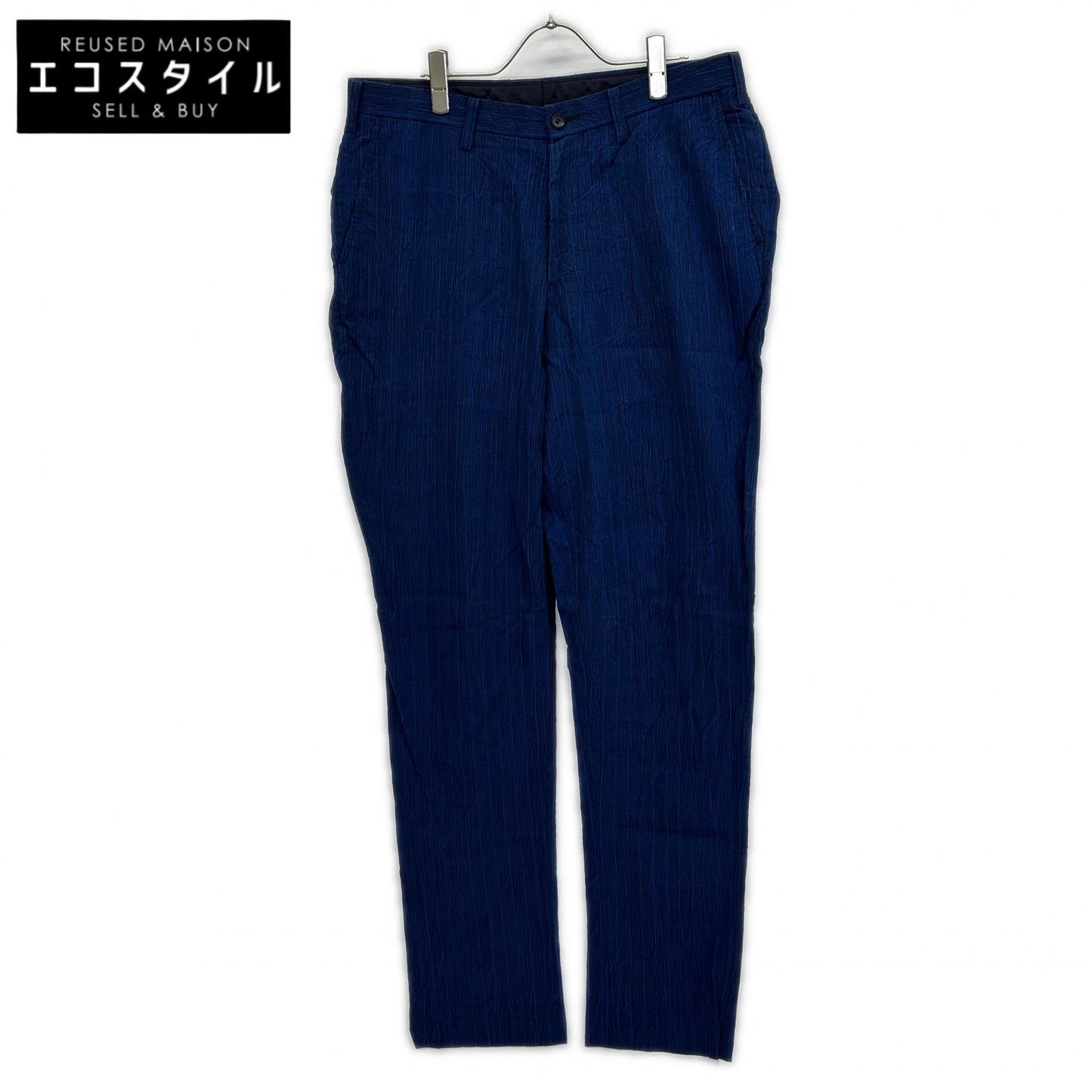 ISSEY MIYAKE MEN イッセイミヤケメン ME61FF112 16SS ブルー リネン100 ストライプ シワ加工パンツ ボトムス