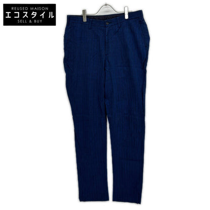 ISSEY MIYAKE MEN イッセイミヤケメン ME61FF112 16SS ブルー リネン100 ストライプ シワ加工パンツ ボトムス