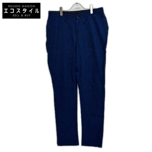 ISSEY MIYAKE MEN イッセイミヤケメン ME61FF112 16SS ブルー リネン100 ストライプ シワ加工パンツ ボトムス