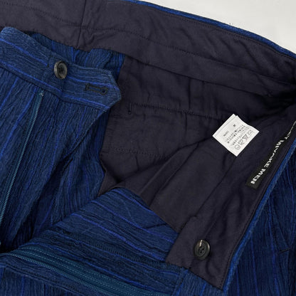 ISSEY MIYAKE MEN イッセイミヤケメン ME61FF112 16SS ブルー リネン100 ストライプ シワ加工パンツ ボトムス