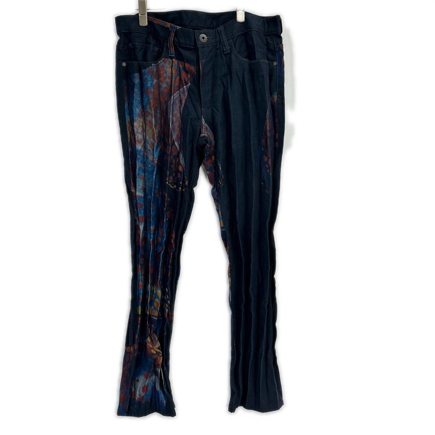 ISSEY MIYAKE MEN イッセイミヤケメン ME51FF182 15SS ネイビー 深海プリント 転写プリーツデニムパンツ ボトムス
