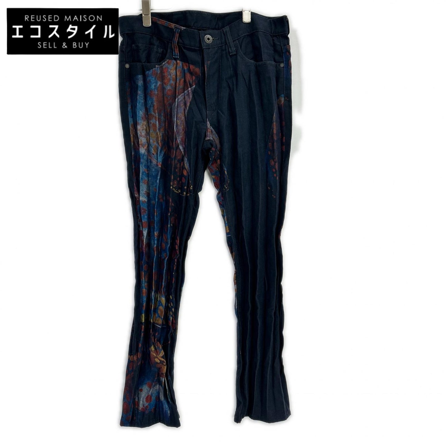ISSEY MIYAKE MEN イッセイミヤケメン ME51FF182 15SS ネイビー 深海プリント 転写プリーツデニムパンツ ボトムス