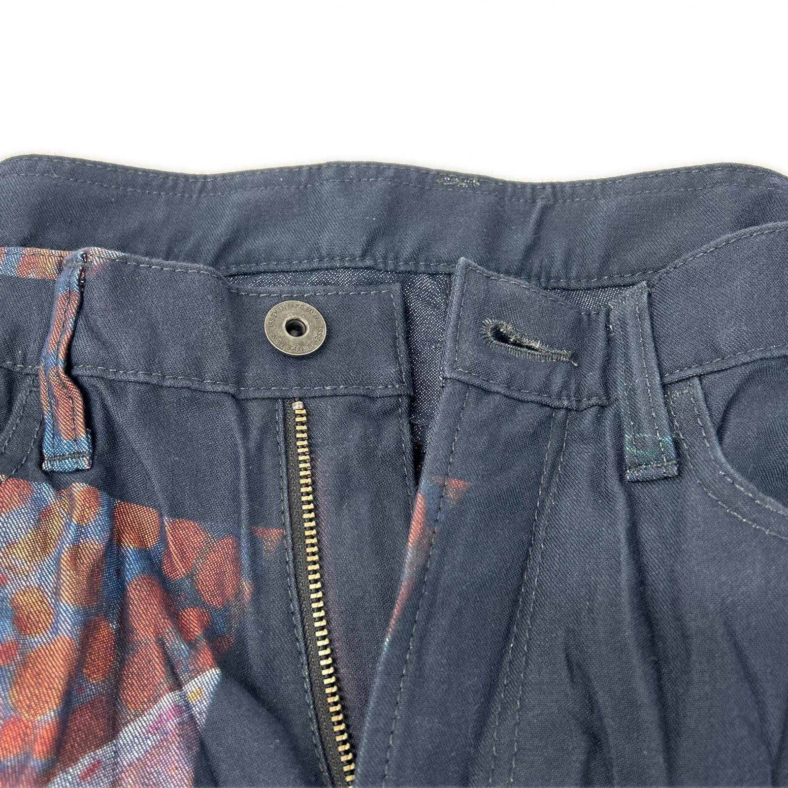 ISSEY MIYAKE MEN イッセイミヤケメン ME51FF182 15SS ネイビー 深海プリント 転写プリーツデニムパンツ ボトムス