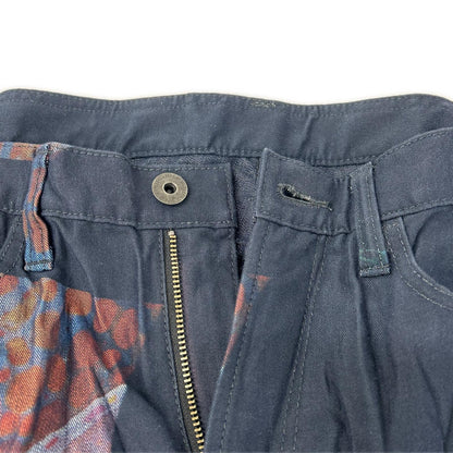 ISSEY MIYAKE MEN イッセイミヤケメン ME51FF182 15SS ネイビー 深海プリント 転写プリーツデニムパンツ ボトムス