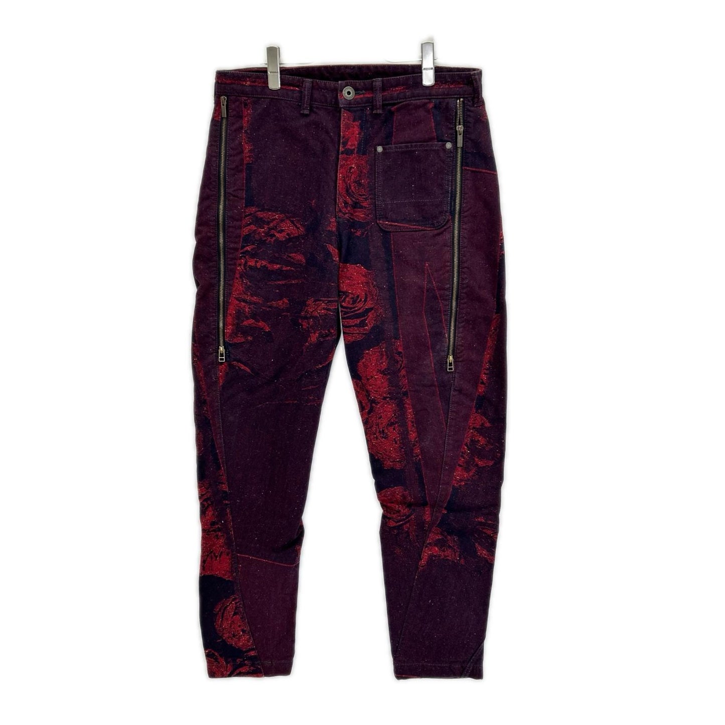 ISSEY MIYAKE MEN イッセイミヤケメン ME53FF081 15AW レッド ローズジャガード サイドジップデニムパンツ ボトムス