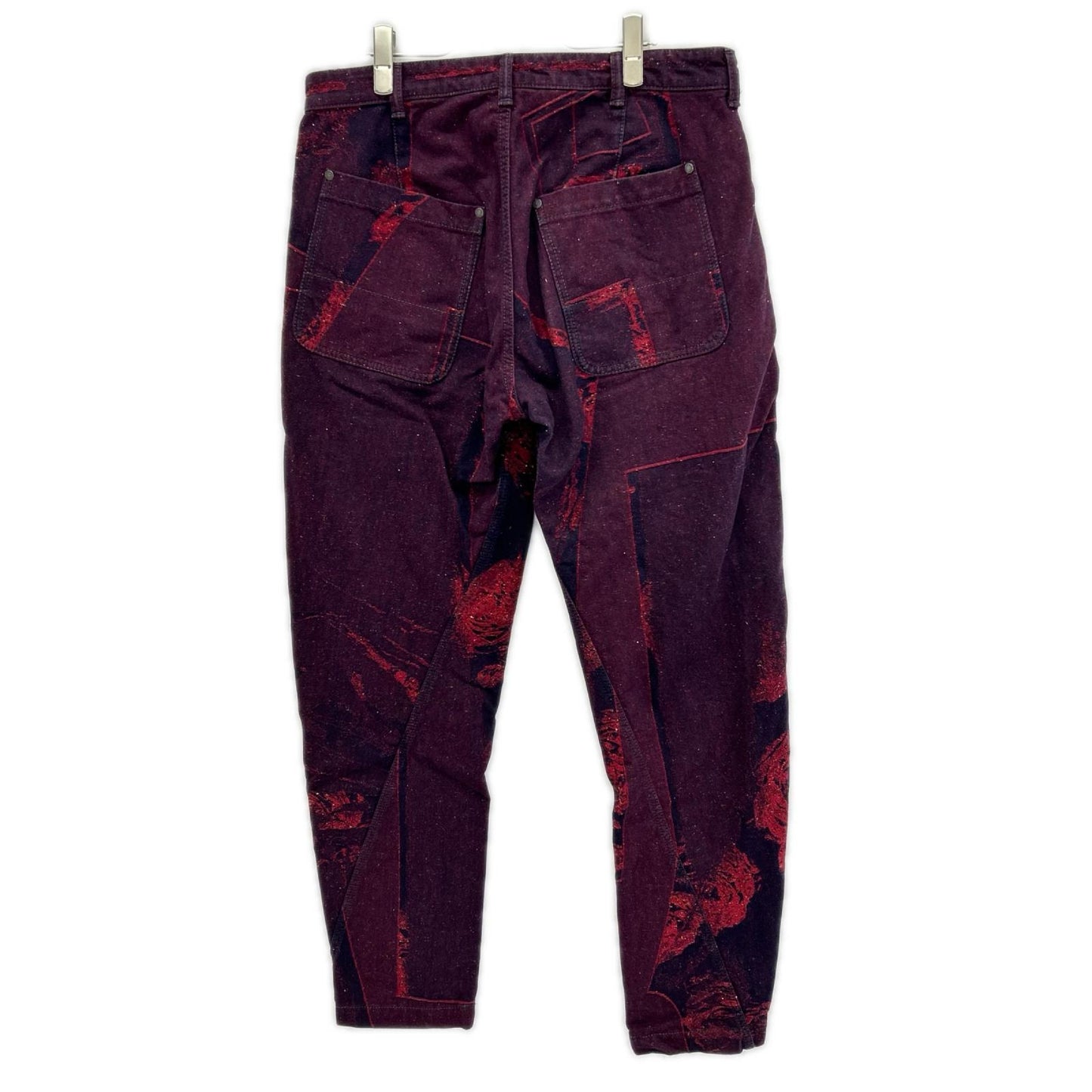ISSEY MIYAKE MEN イッセイミヤケメン ME53FF081 15AW レッド ローズジャガード サイドジップデニムパンツ ボトムス