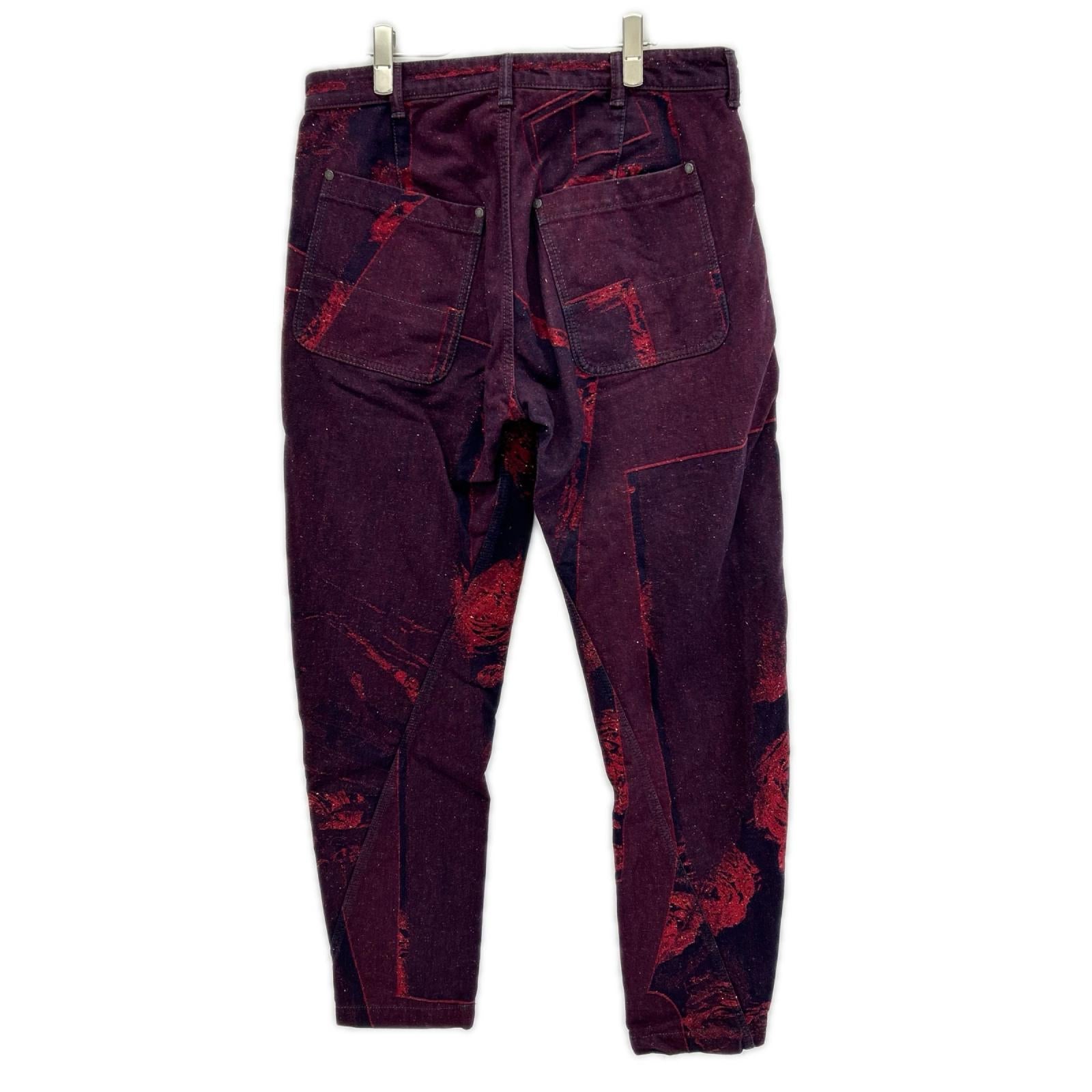 ISSEY MIYAKE MEN イッセイミヤケメン ME53FF081 15AW レッド ローズジャガード サイドジップデニムパンツ ボトムス
