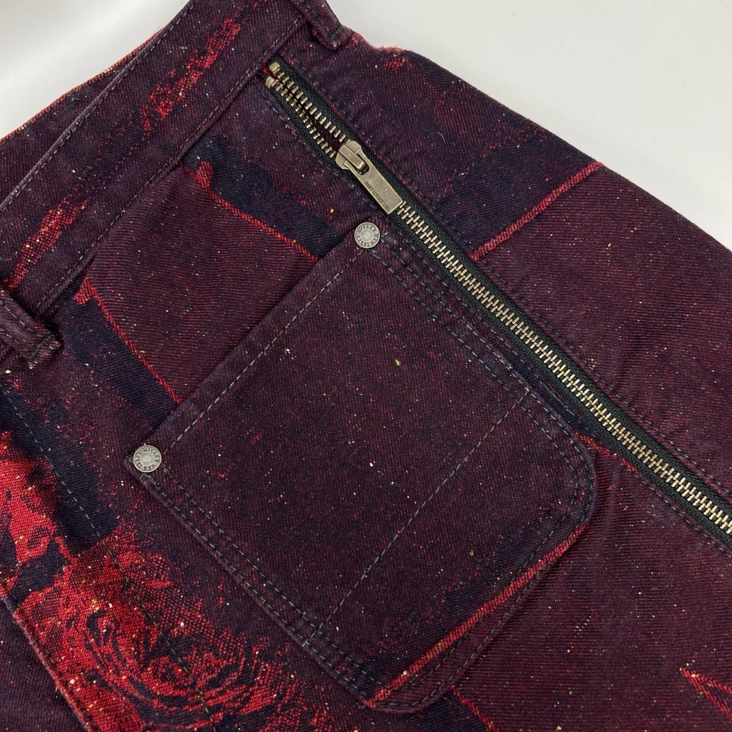 ISSEY MIYAKE MEN イッセイミヤケメン ME53FF081 15AW レッド ローズジャガード サイドジップデニムパンツ ボトムス