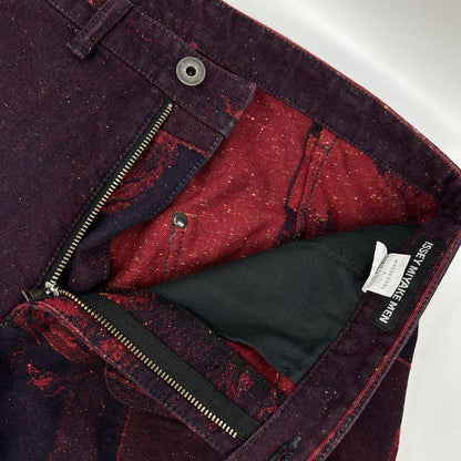 ISSEY MIYAKE MEN イッセイミヤケメン ME53FF081 15AW レッド ローズジャガード サイドジップデニムパンツ ボトムス