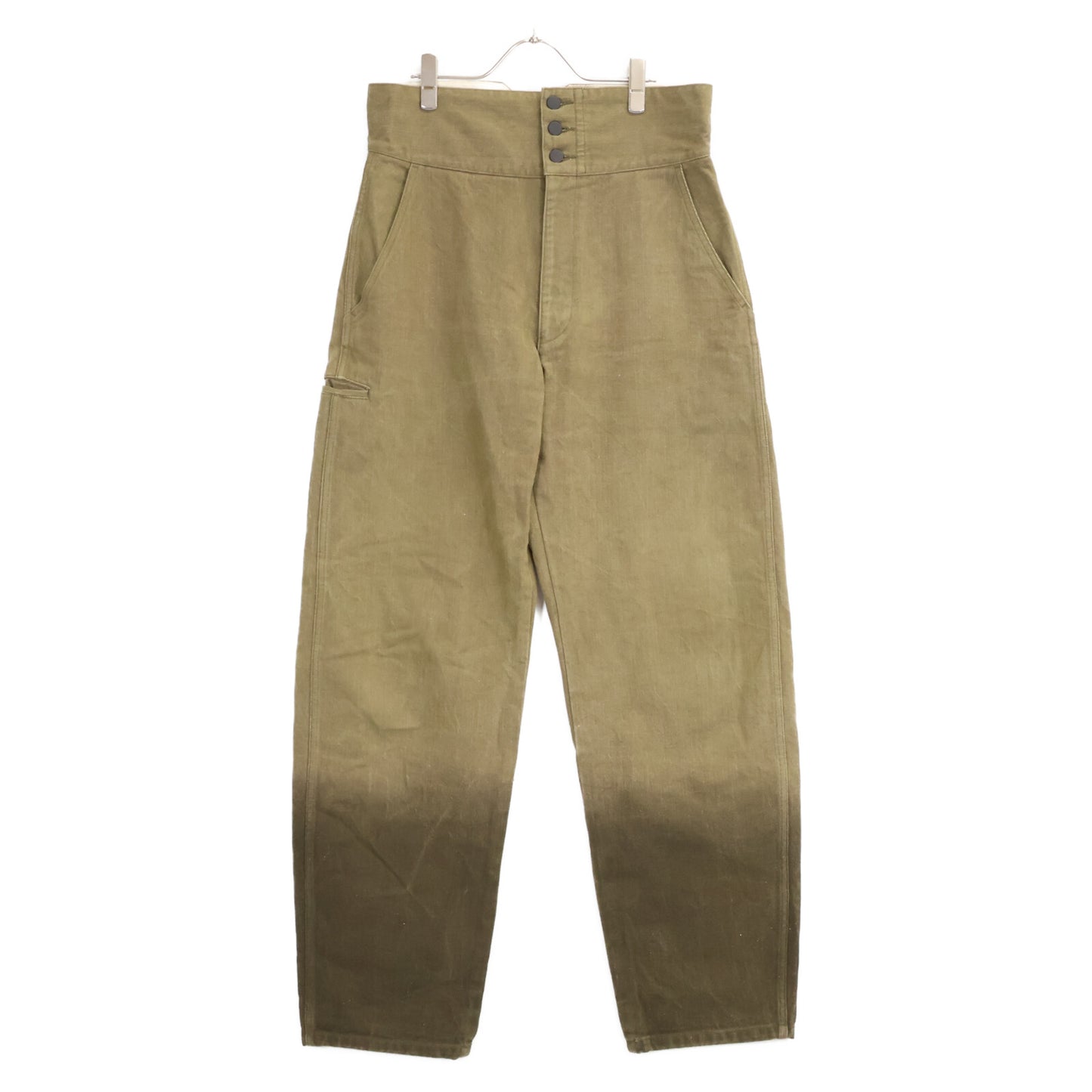 ISSEY MIYAKE MEN イッセイミヤケメン ME23FF040 カーキ バックベルト ハイウエストグラデーションデニムパンツ ボトムス
