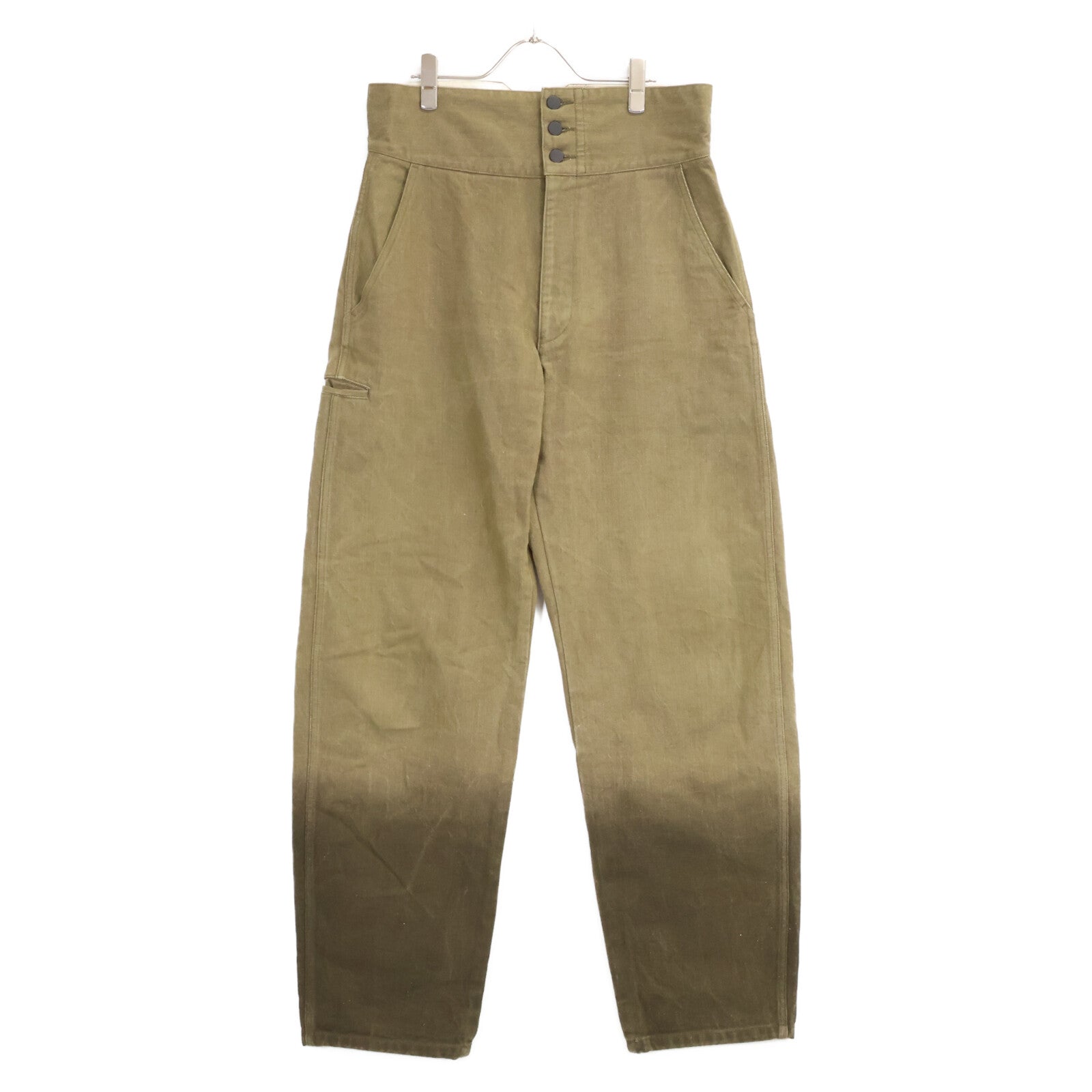 ISSEY MIYAKE MEN イッセイミヤケメン ME23FF040 カーキ バックベルト ハイウエストグラデーションデニムパンツ ボトムス