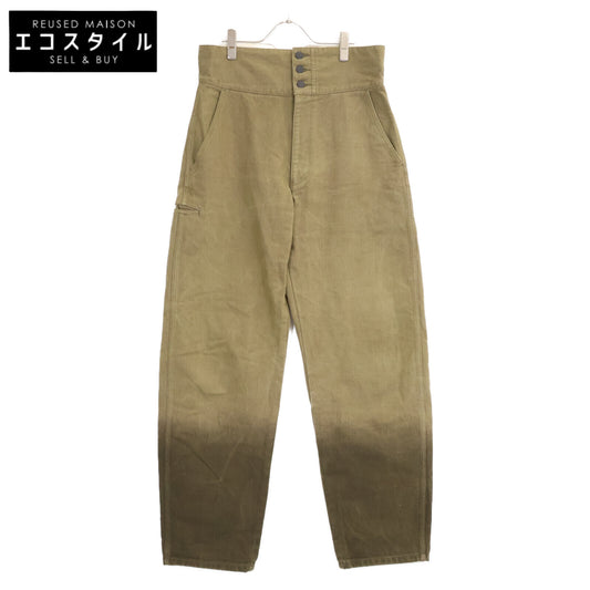 ISSEY MIYAKE MEN イッセイミヤケメン ME23FF040 カーキ バックベルト ハイウエストグラデーションデニムパンツ ボトムス