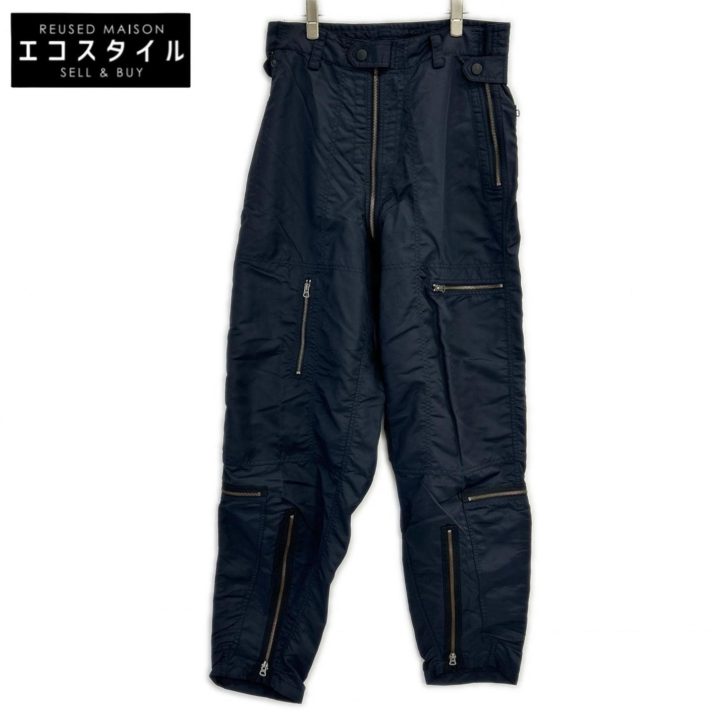 ISSEY MIYAKE MEN イッセイミヤケメン ME43FF010 04AW ネイビー ナイロン パラシュート マルチジップパンツ ボトムス