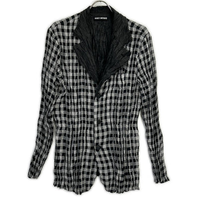 ISSEY MIYAKE MEN イッセイミヤケメン ME03FD182 10AW グレー×ブラック ギンガムチェックリバーシブルシワ加工ジャケット ジャケット