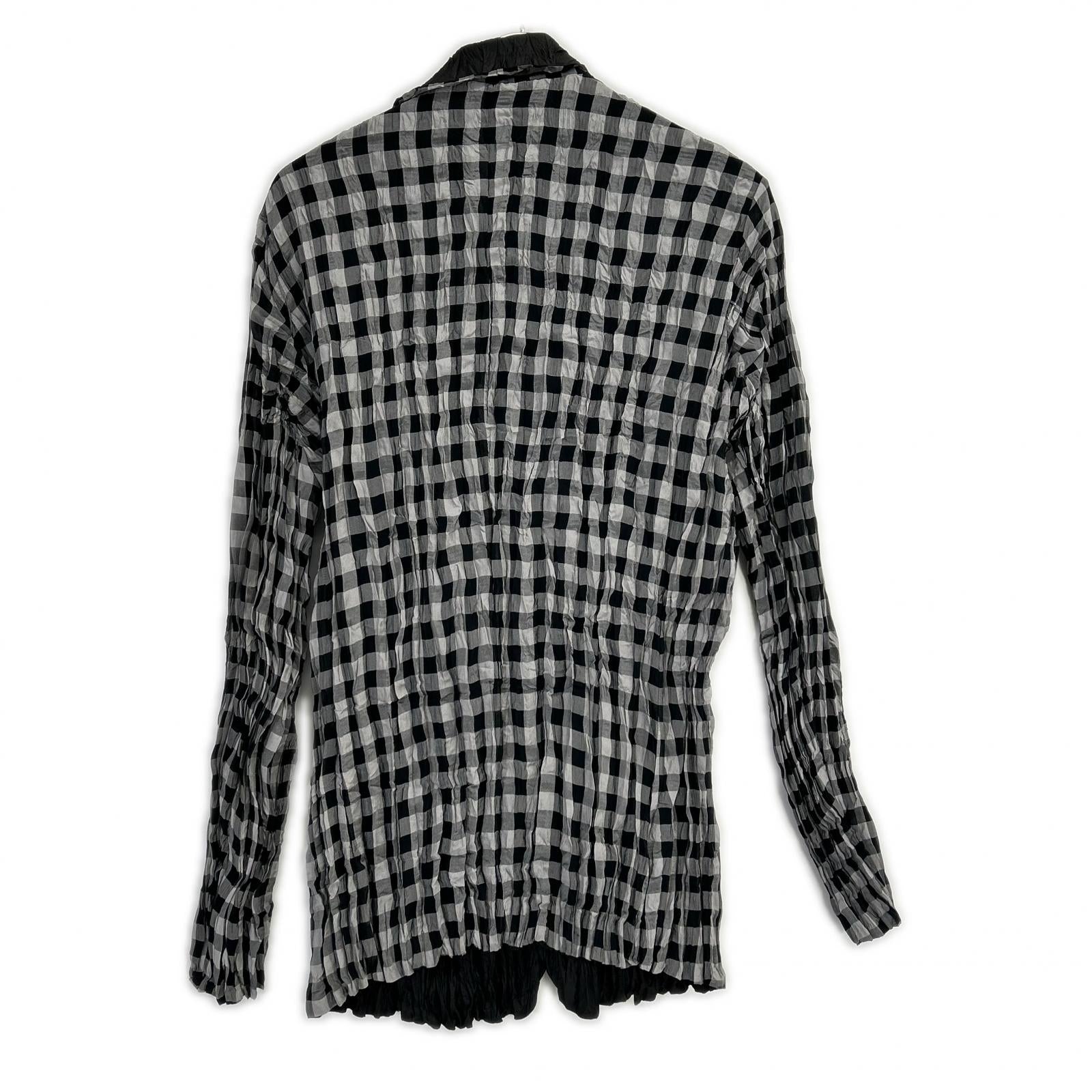 ISSEY MIYAKE MEN イッセイミヤケメン ME03FD182 10AW グレー×ブラック ギンガムチェックリバーシブルシワ加工ジャケット ジャケット