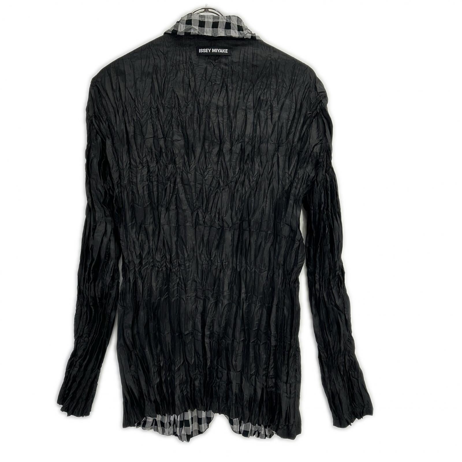 ISSEY MIYAKE MEN イッセイミヤケメン ME03FD182 10AW グレー×ブラック ギンガムチェックリバーシブルシワ加工ジャケット ジャケット