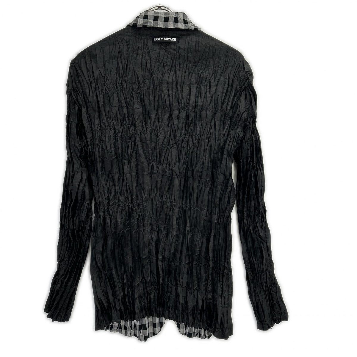 ISSEY MIYAKE MEN イッセイミヤケメン ME03FD182 10AW グレー×ブラック ギンガムチェックリバーシブルシワ加工ジャケット ジャケット
