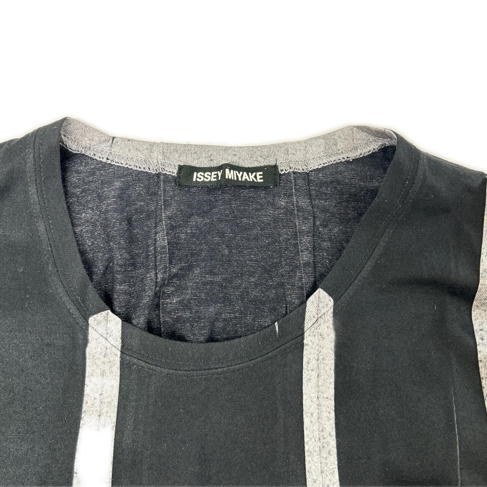 ISSEY MIYAKE MEN イッセイミヤケメン ME93JK413 09AW ブラック ワイドストライプ ロングスリーブカットソー トップス