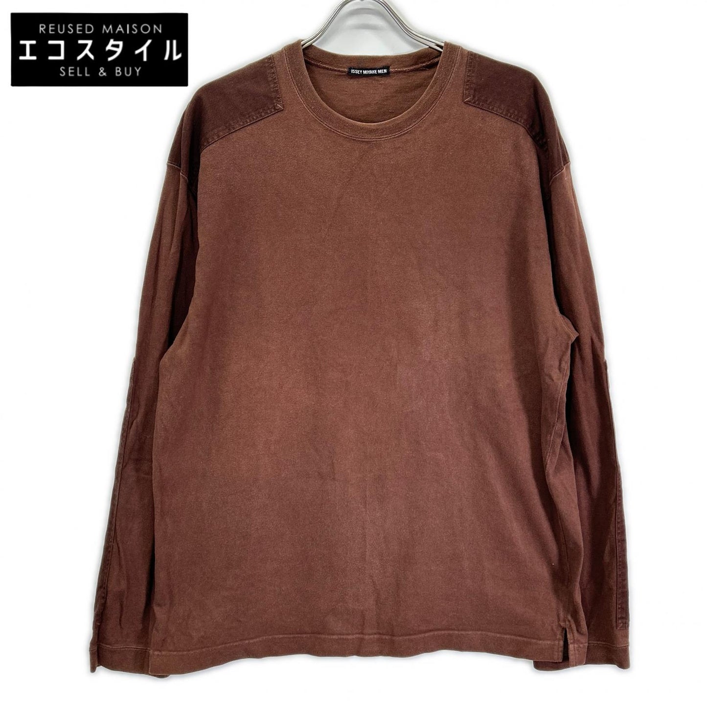 ISSEY MIYAKE MEN イッセイミヤケメン ME21JK212 12SS ブラウン デニム切替ロングスリーブカットソー トップス