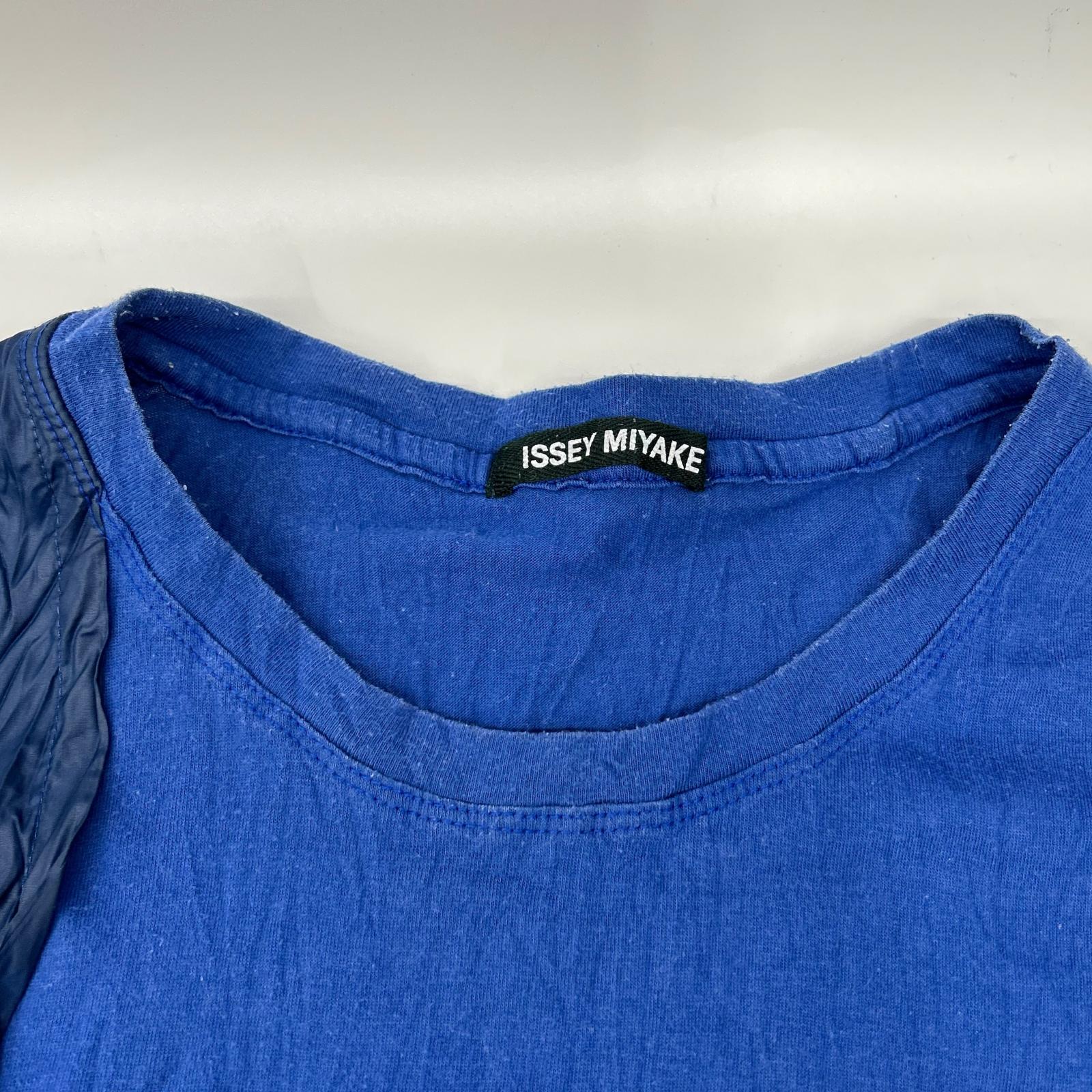ISSEY MIYAKE MEN イッセイミヤケメン ME11JK018 ブルー ナイロンパッチワーク Tシャツ トップス