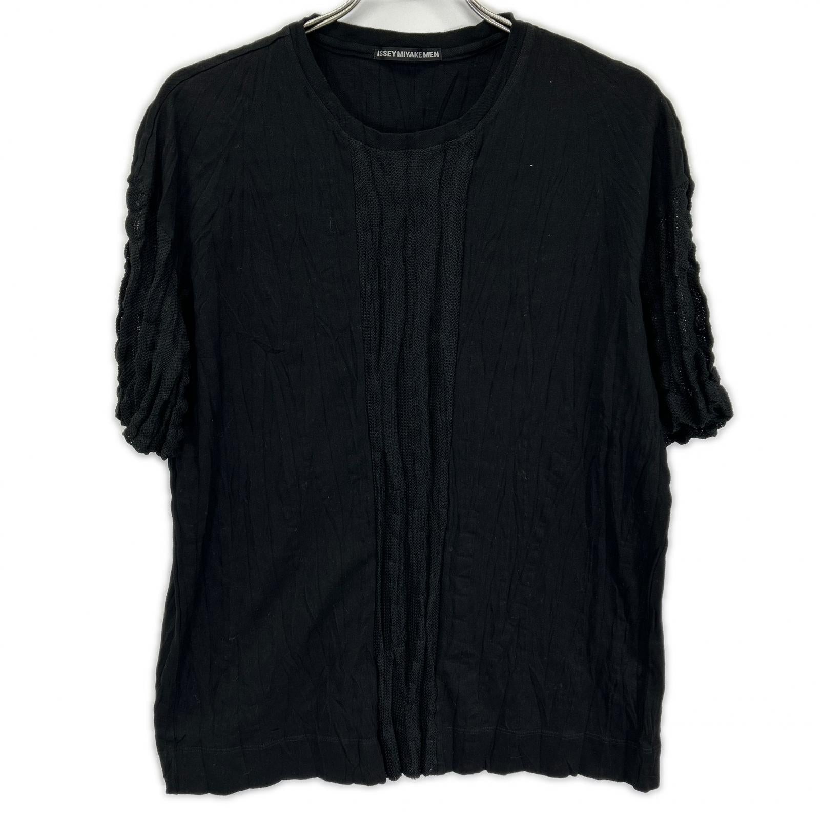 ISSEY MIYAKE MEN イッセイミヤケメン ME61JK075 16SS ブラック メッシュ切替 Tシャツ トップス