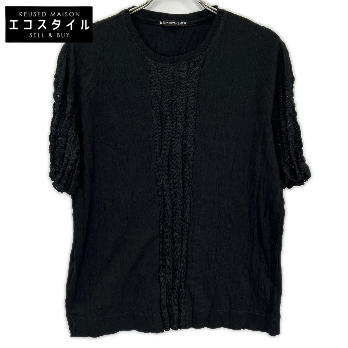 ISSEY MIYAKE MEN イッセイミヤケメン ME61JK075 16SS ブラック メッシュ切替 Tシャツ トップス
