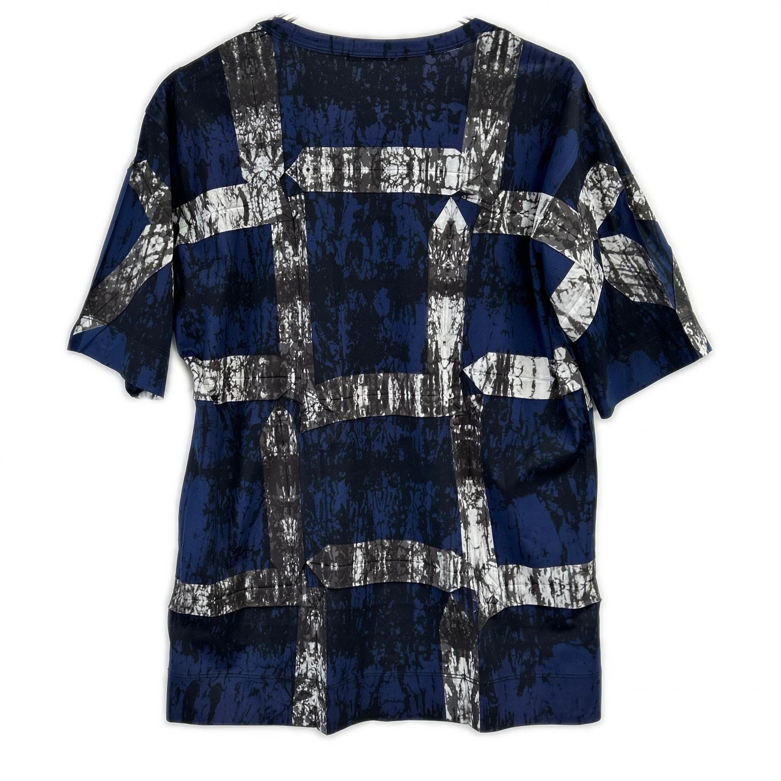 ISSEY MIYAKE MEN イッセイミヤケメン ME41JK179 14SS ブルー グラフィックストレッチTシャツ トップス