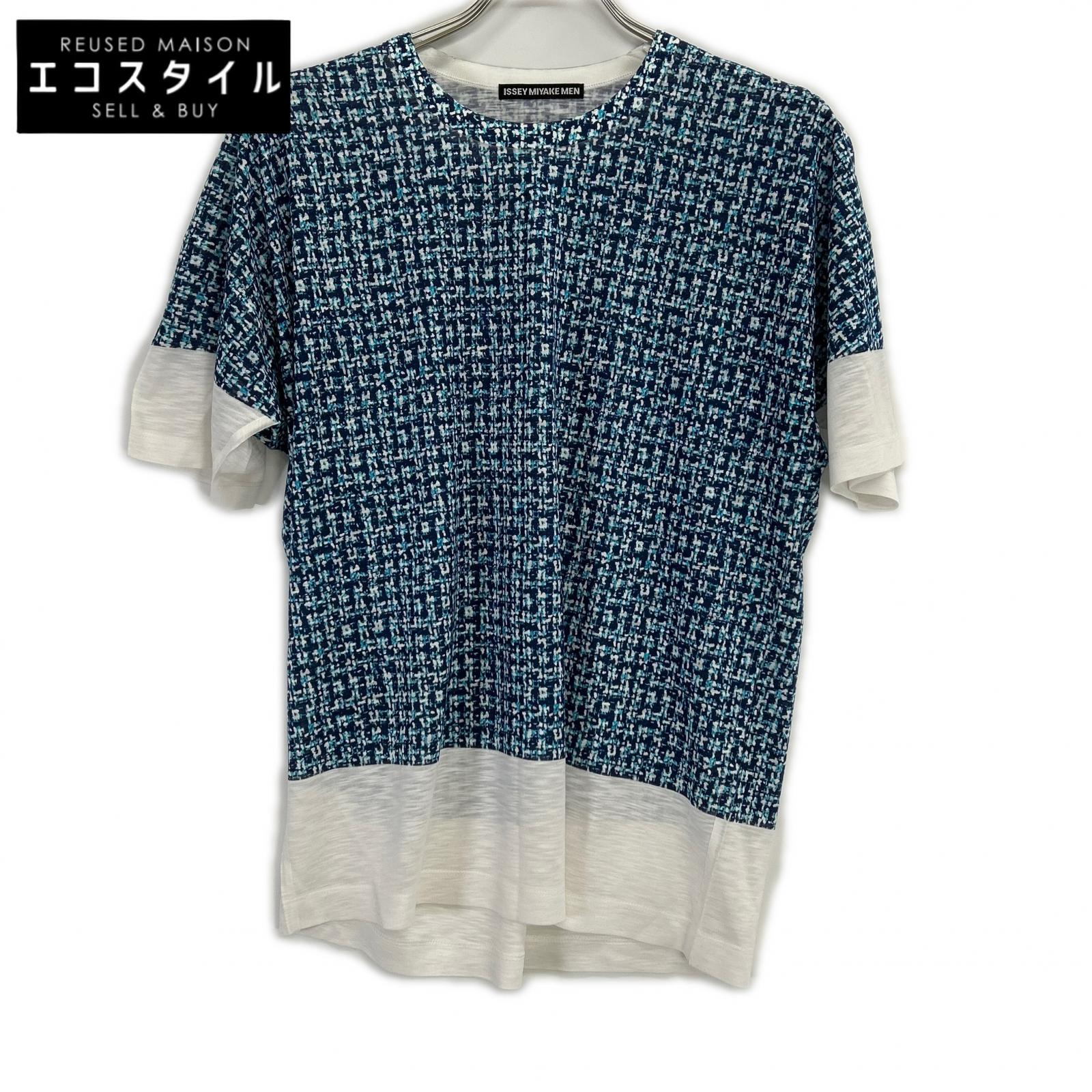 ISSEY MIYAKE MEN イッセイミヤケメン ME31JK183 13SS ライトブルー 総柄Tシャツ トップス