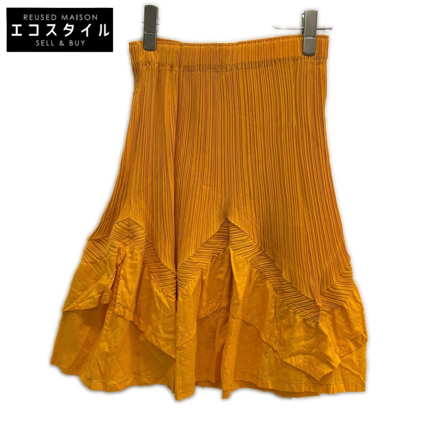 ISSEY MIYAKE イッセイミヤケ IM42FG237 イエロー プリーツミディアムスカート スカート